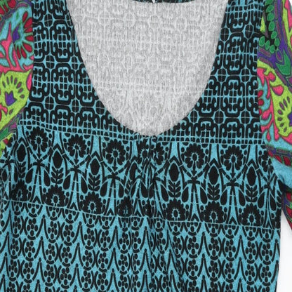 Purplish Womens Blue Geometric Polyester Shift Size S Round Neck Pullover