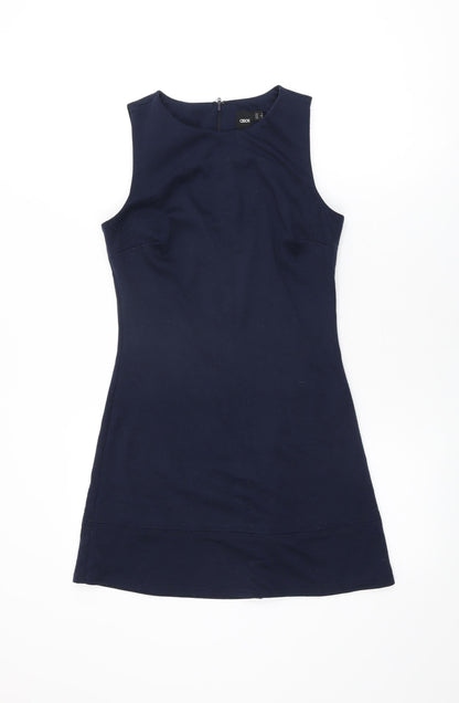 ASOS Womens Blue Viscose Mini Size 6 Round Neck Zip
