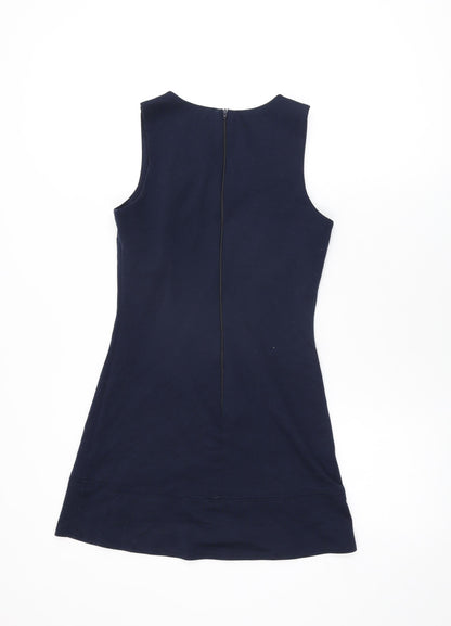 ASOS Womens Blue Viscose Mini Size 6 Round Neck Zip