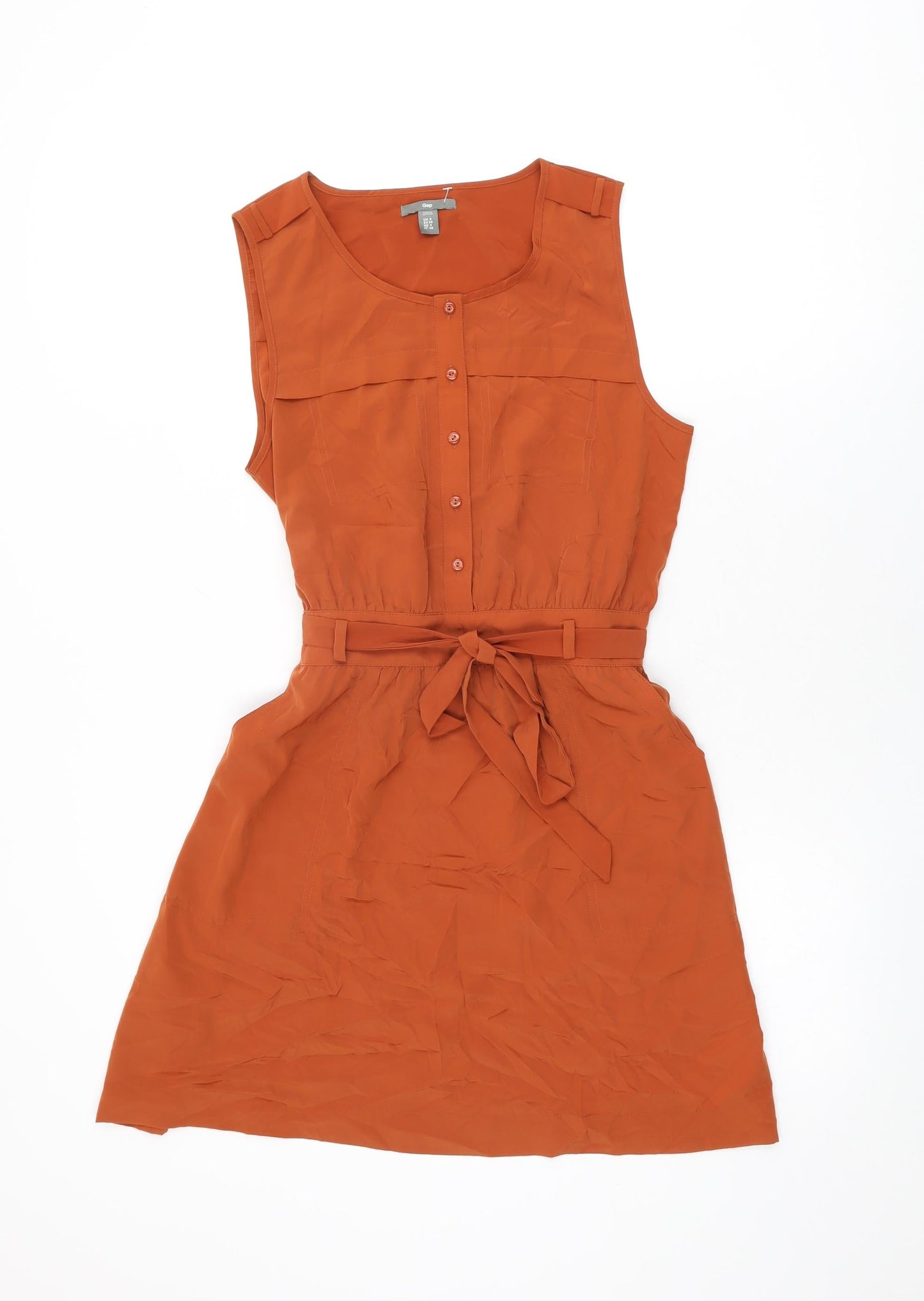 Gap Womens Orange Polyester Mini Size 8 Round Neck Button