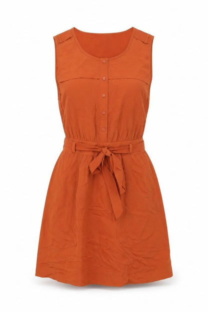 Gap Womens Orange Polyester Mini Size 8 Round Neck Button