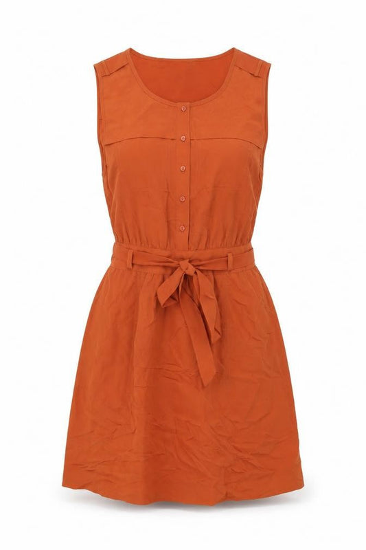 Gap Womens Orange Polyester Mini Size 8 Round Neck Button