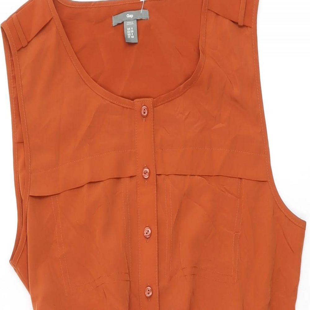 Gap Womens Orange Polyester Mini Size 8 Round Neck Button
