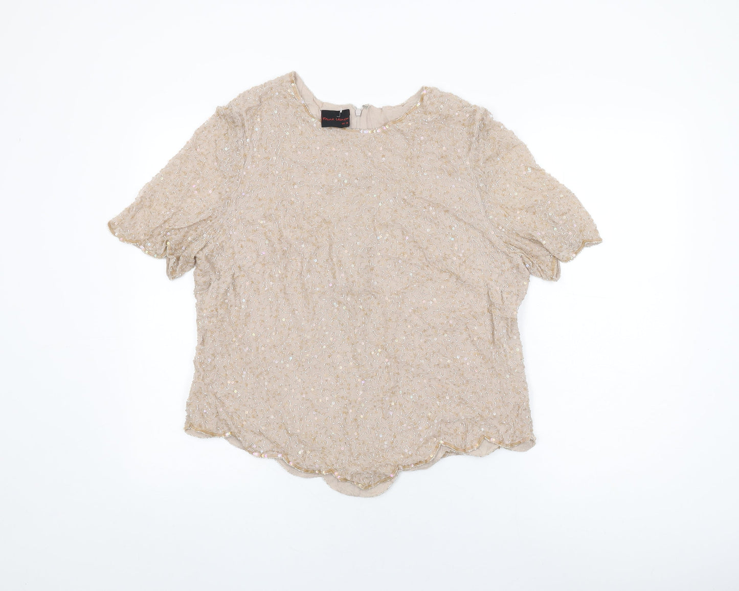 Womens UK Size 18 Frank Usher Beige Basic T-Shirt
