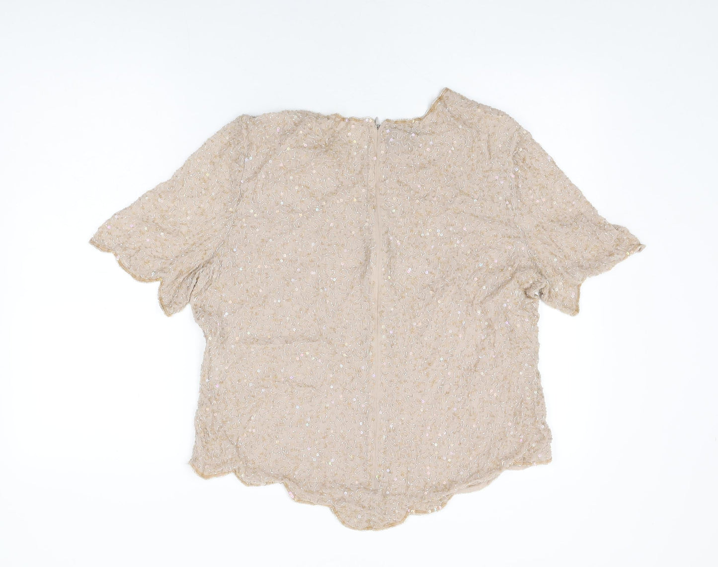 Womens UK Size 18 Frank Usher Beige Basic T-Shirt