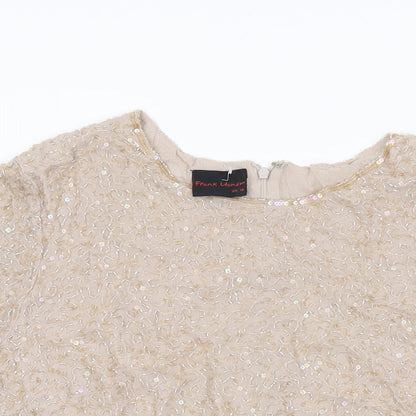 Womens UK Size 18 Frank Usher Beige Basic T-Shirt