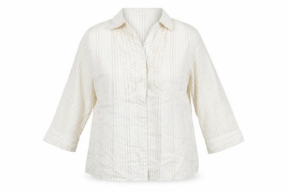 Just Elegance Womens White Striped Cotton Basic Button-Up Size 16 Collared