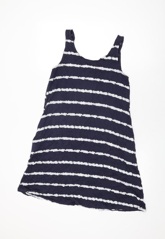 NEXT Womens Blue Striped Viscose Shift Size 14 Round Neck Pullover