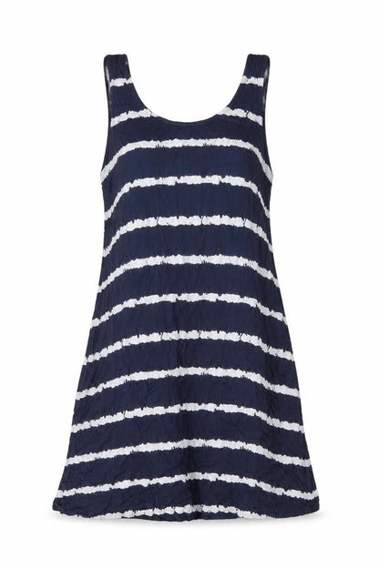 Next Womens Blue Striped Viscose Shift Size 14 Round Neck Pullover
