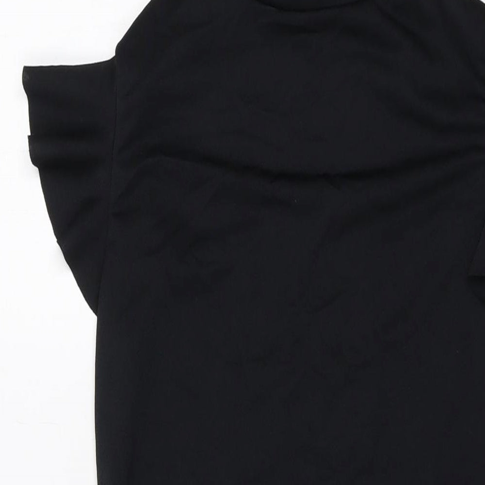 PRETTYLITTLETHING Womens Black Polyester Mini Size 12 Mock Neck Pullover