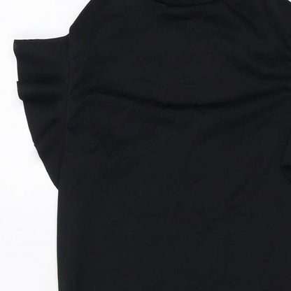 PRETTYLITTLETHING Womens Black Polyester Mini Size 12 Mock Neck Pullover