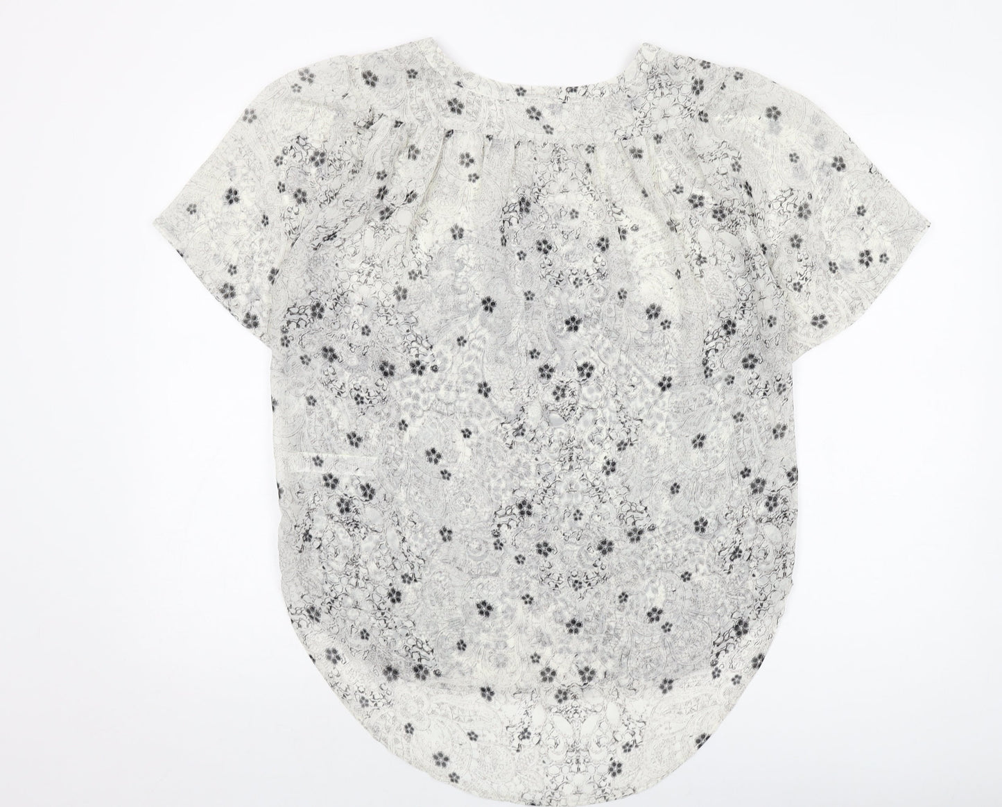 Autograph Womens Beige Geometric Polyester Basic Blouse Size 10 Round Neck