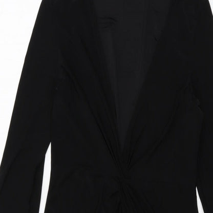 I SAW IT FIRST Womens Black Polyester Bodycon Size 10 V-Neck Pullover
