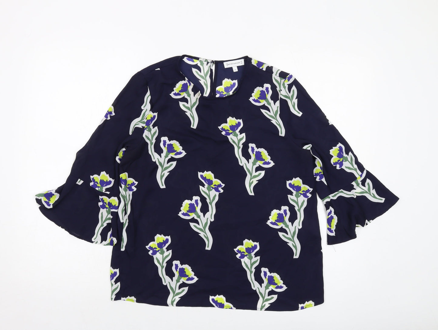 Womens UK Size 12 Warehouse Blue Basic Blouse