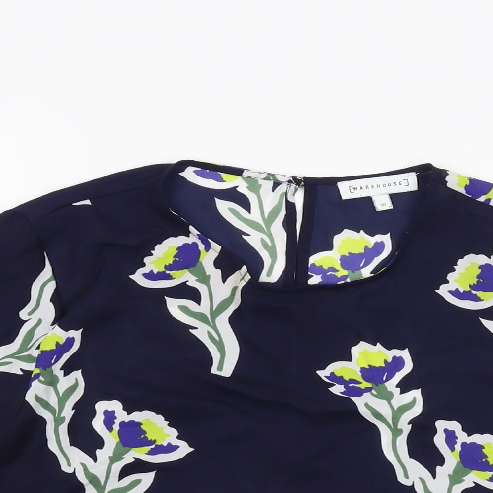 Womens UK Size 12 Warehouse Blue Basic Blouse