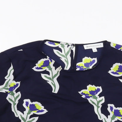 Womens UK Size 12 Warehouse Blue Basic Blouse