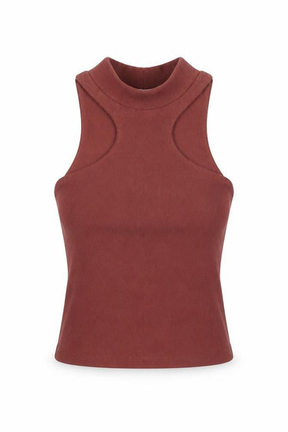 Zra Womens Brown Polyester Cropped Tank Size S Mock Neck