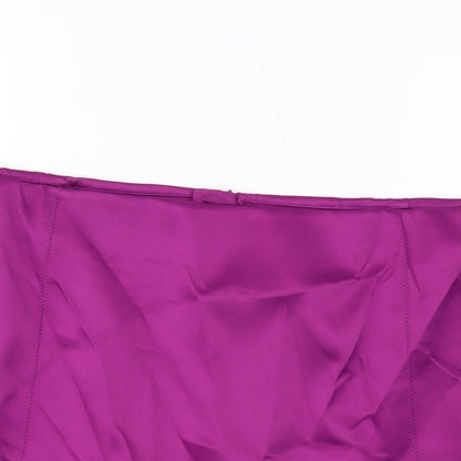Marks and Spencer Womens Purple Polyester Mini Skirt Size 24 Zip