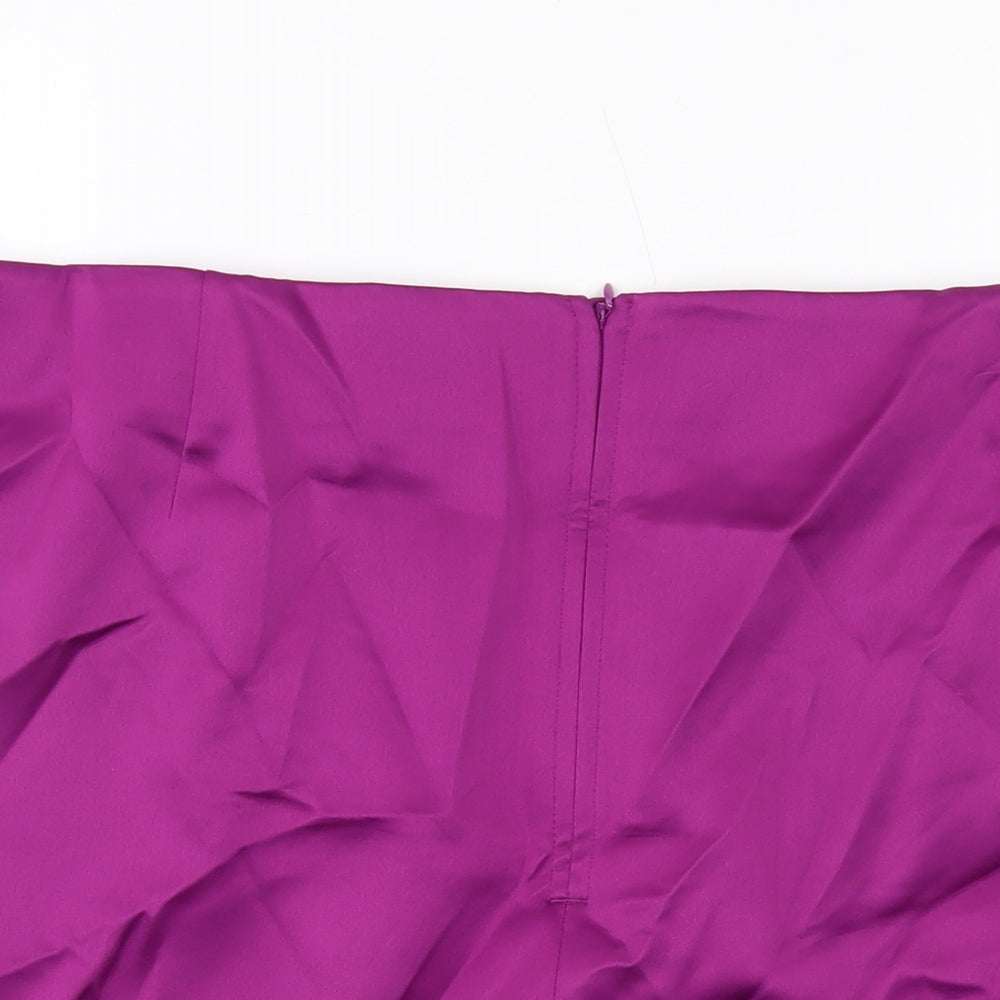 Marks and Spencer Womens Purple Polyester Mini Skirt Size 24 Zip