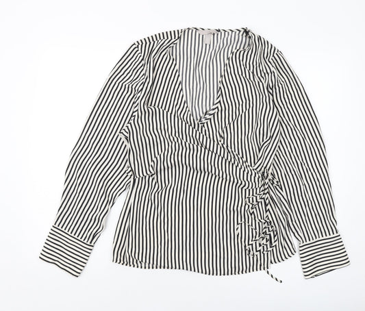 Womens UK Size L H&M Beige Wrap Blouse