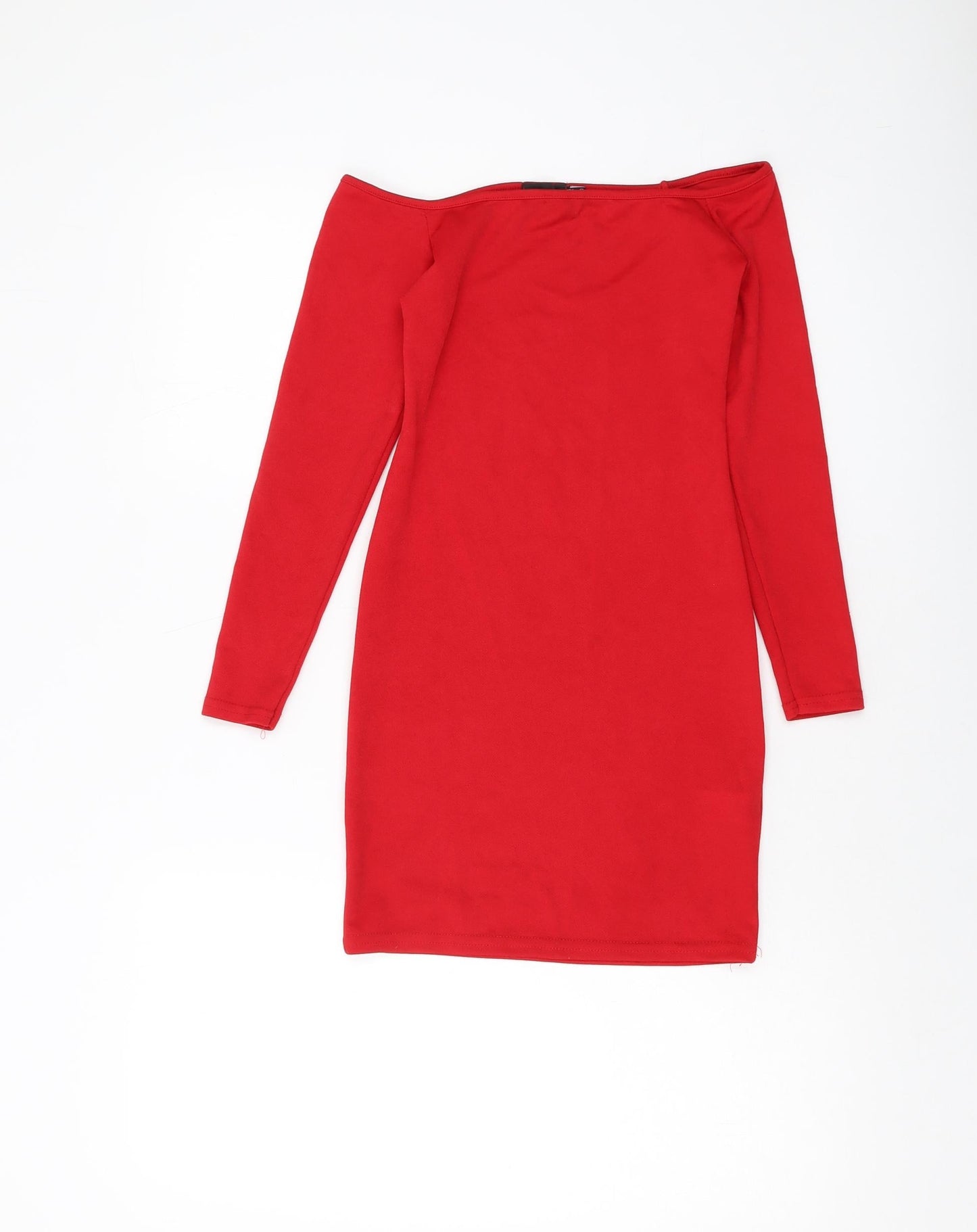 PRETTYLITTLETHING Womens Red Polyester Mini Size 8 Square Neck Pullover