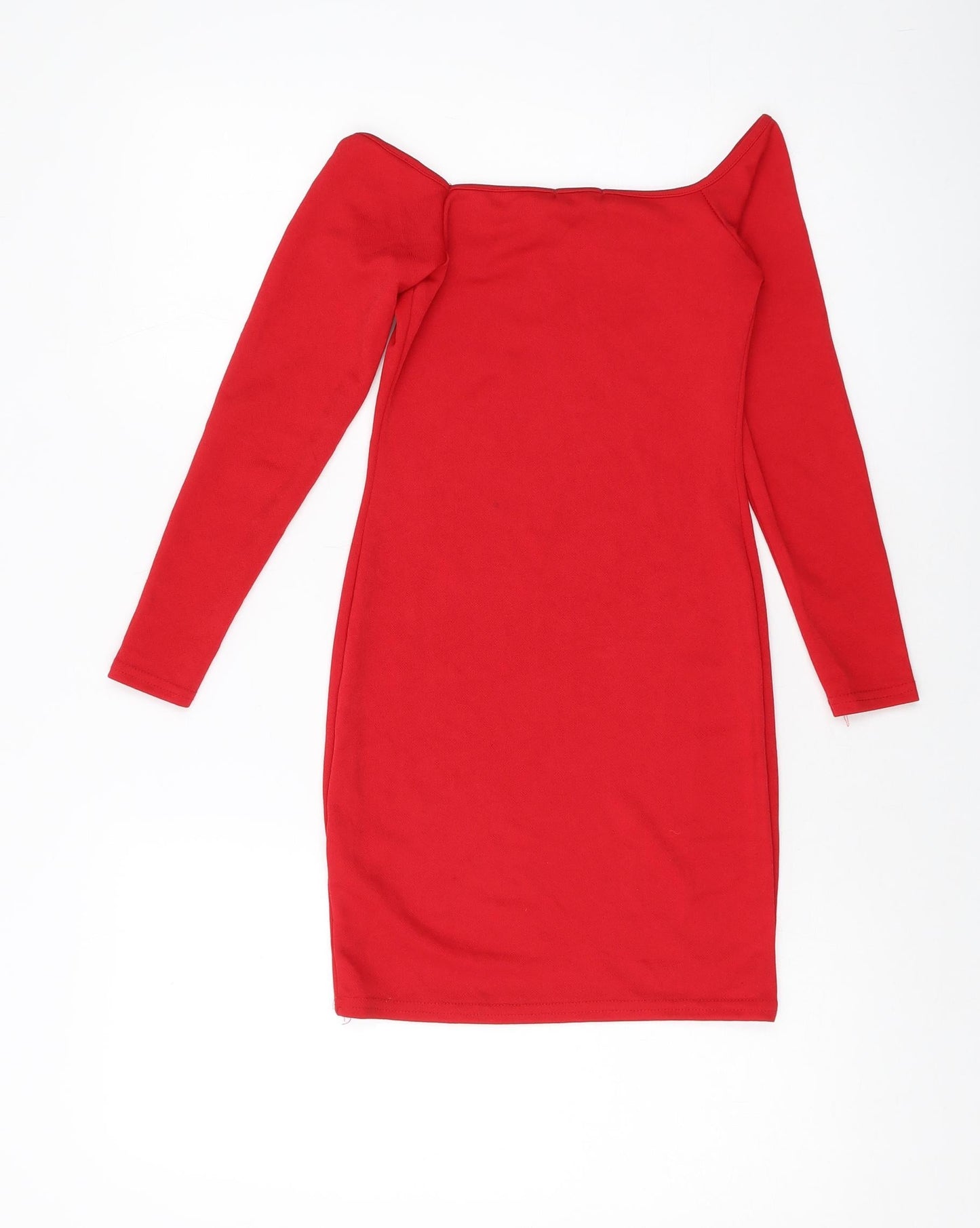 PRETTYLITTLETHING Womens Red Polyester Mini Size 8 Square Neck Pullover