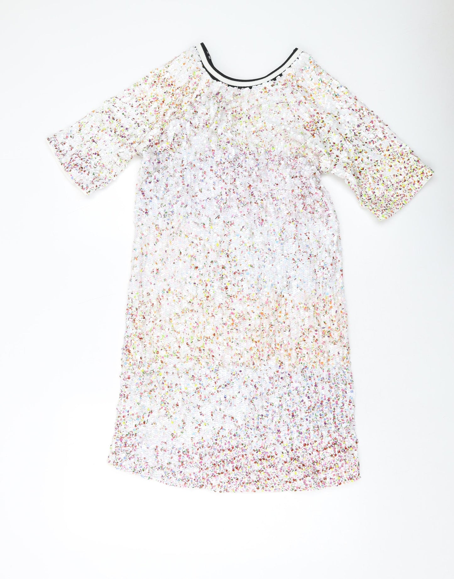 NEXT Womens Multicoloured Polyester Tank Dress Size 8 Round Neck Pullover - Sequins