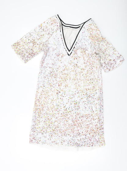 NEXT Womens Multicoloured Polyester Tank Dress Size 8 Round Neck Pullover - Sequins