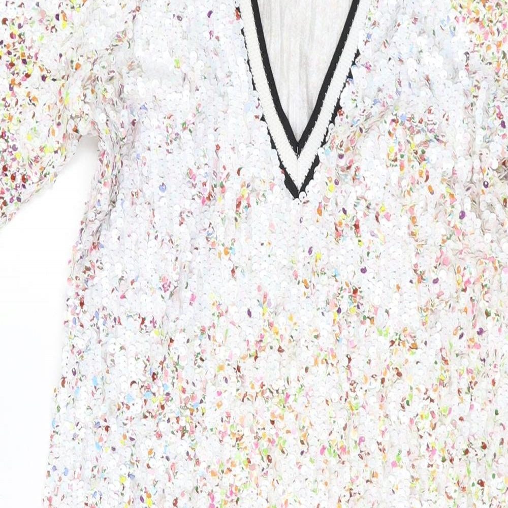 NEXT Womens Multicoloured Polyester Tank Dress Size 8 Round Neck Pullover - Sequins