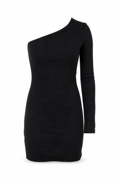 Bershka Womens Black Polyamide Mini Size M One Shoulder Pullover