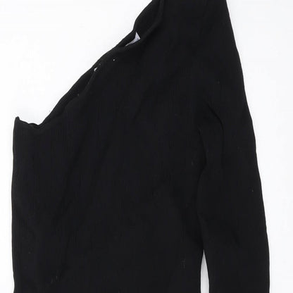 Bershka Womens Black Polyamide Mini Size M One Shoulder Pullover