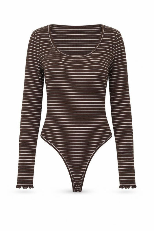 Womens UK Size 12 Boohoo One-Piece Brown Bodysuit