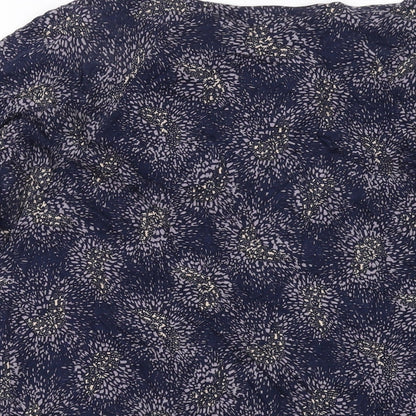 French Connection Womens Blue Geometric Viscose Basic Blouse Size S Cowl Neck