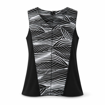 Worthington Womens Black Animal Print Polyester Basic Tank Size L V-Neck