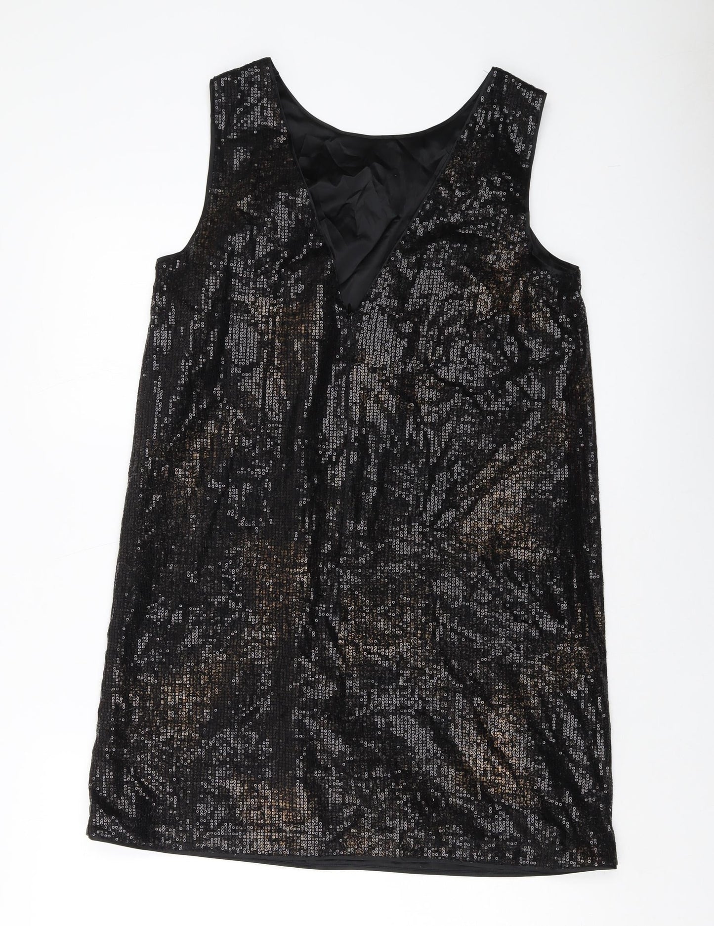 NEXT Womens Black Polyester Tank Dress Size 12 Round Neck Zip