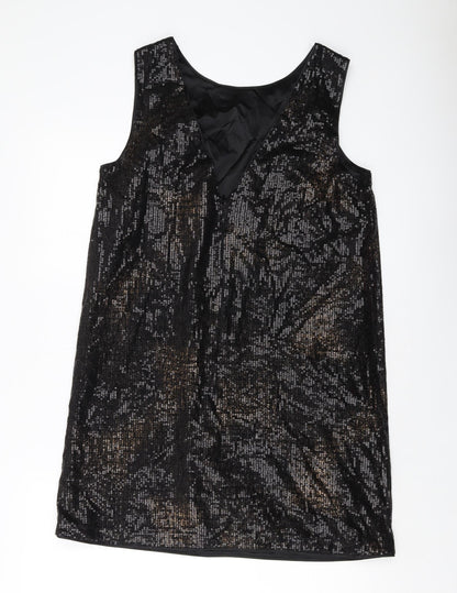 NEXT Womens Black Polyester Tank Dress Size 12 Round Neck Zip