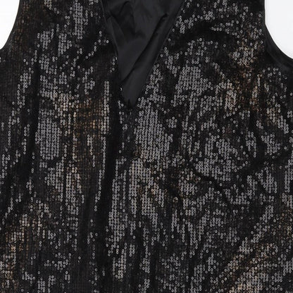 NEXT Womens Black Polyester Tank Dress Size 12 Round Neck Zip