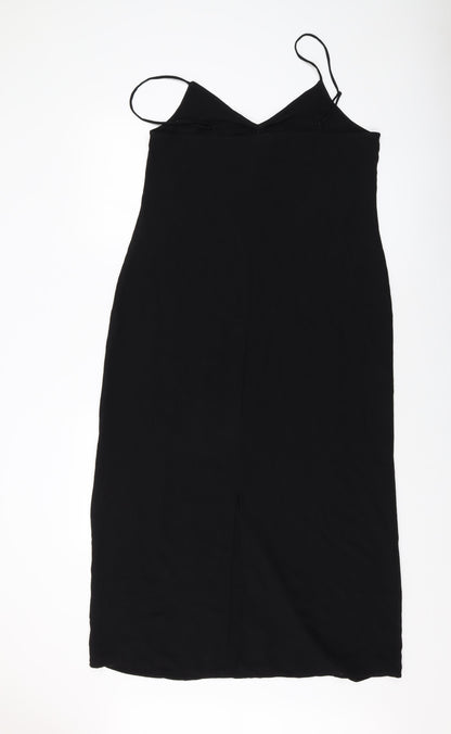 H&M Womens Black Polyester Tank Dress Size M V-Neck Pullover
