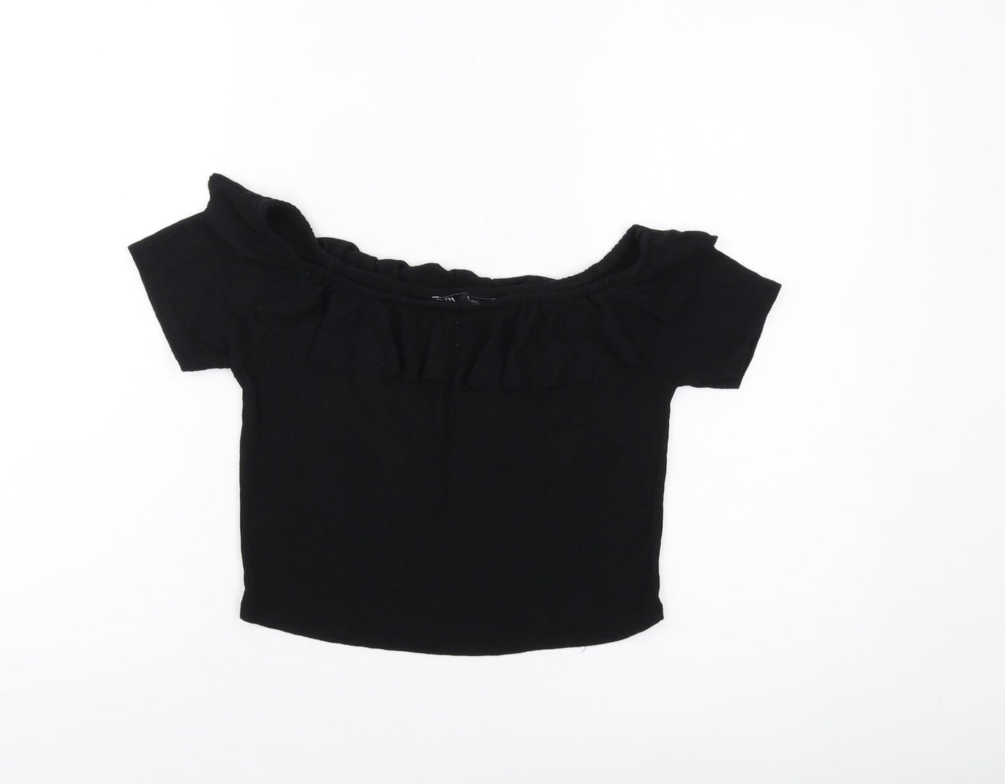 Womens UK Size L Zara Black Cropped Blouse