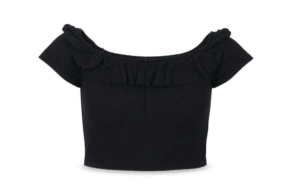 Womens UK Size L Zara Black Cropped Blouse