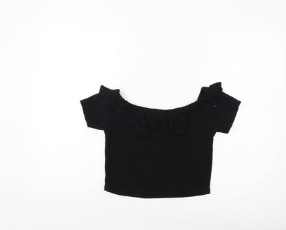 Womens UK Size L Zara Black Cropped Blouse