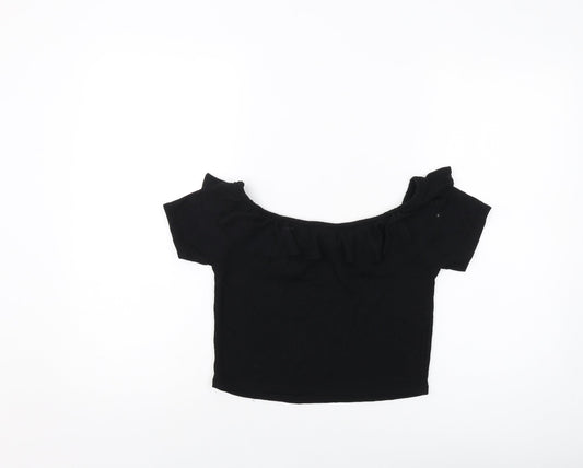 Womens UK Size L Zara Black Cropped Blouse