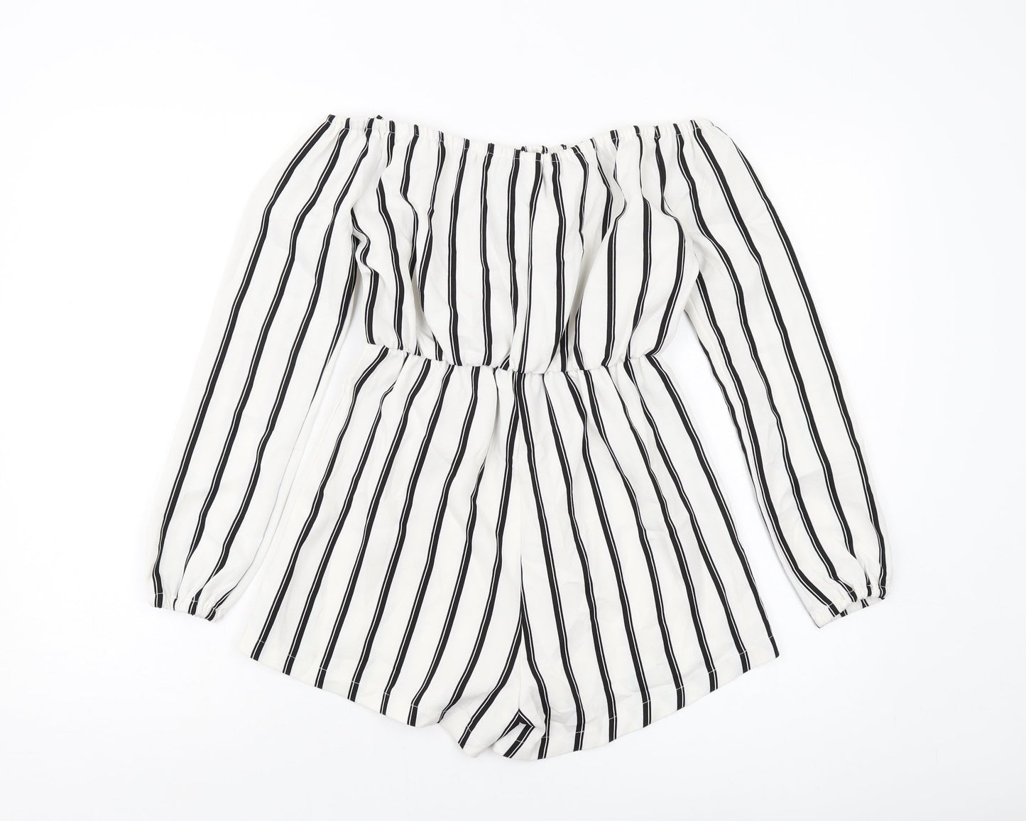 Missguided Womens Ivory Striped Polyester Playsuit One-Piece Size 4 Pullover