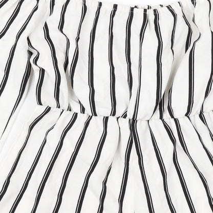 Missguided Womens Ivory Striped Polyester Playsuit One-Piece Size 4 Pullover