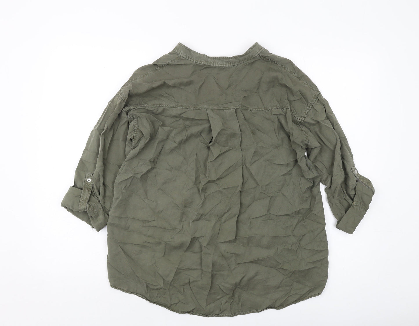 Womens UK Size XS Zara Green Basic Button-Up