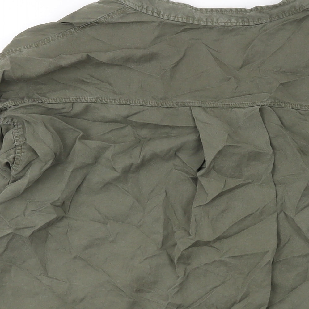 Womens UK Size XS Zara Green Basic Button-Up