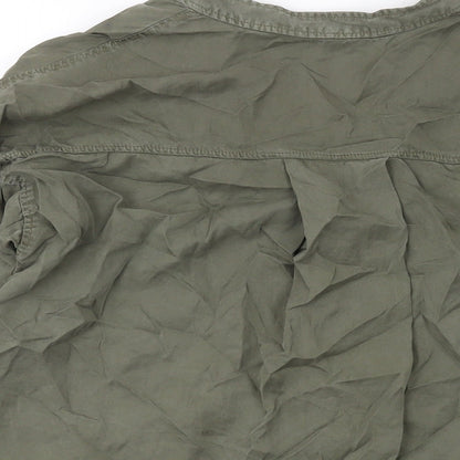 Womens UK Size XS Zara Green Basic Button-Up