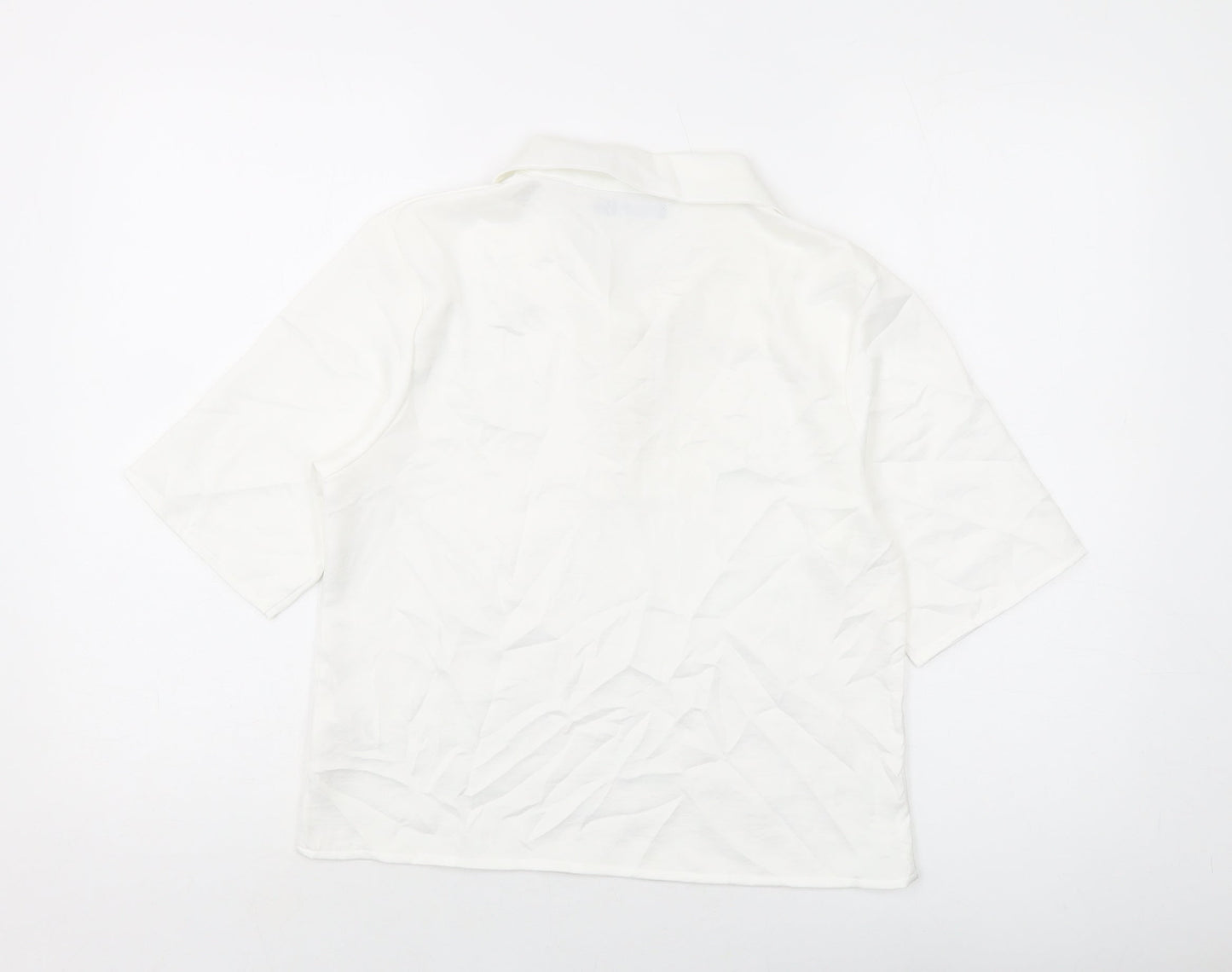 Nasty Gal Womens Ivory Polyester Basic T-Shirt Size 8 V-Neck