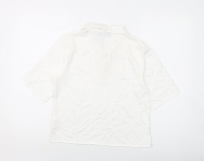 Nasty Gal Womens Ivory Polyester Basic T-Shirt Size 8 V-Neck