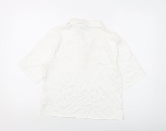 Nasty Gal Womens Ivory Polyester Basic T-Shirt Size 8 V-Neck